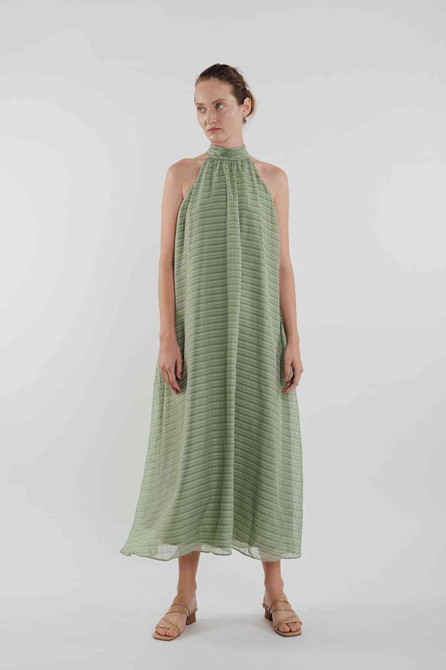 Klarra KLARRA Dresses | High Neck Maxi Dress In Sage