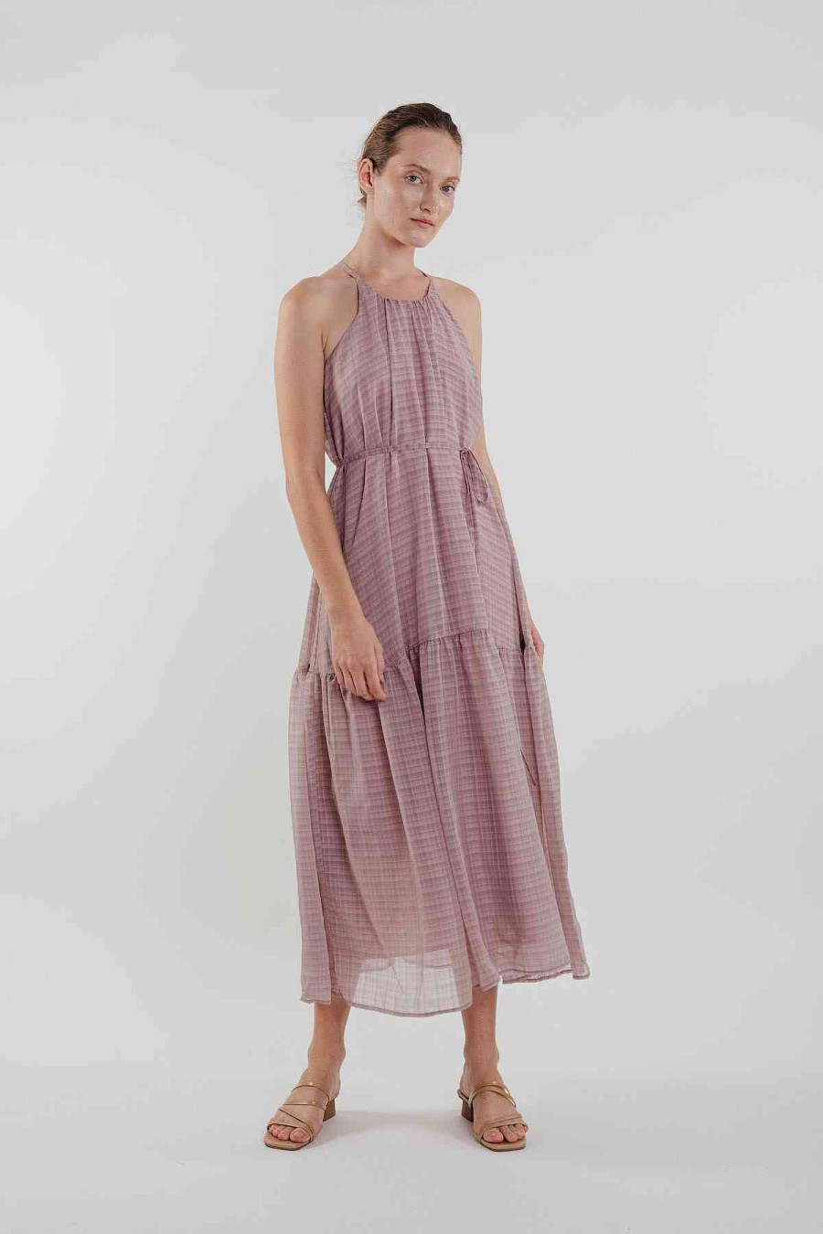 Klarra KLARRA Dresses | Chiffon Tiered Maxi Dress In Rose