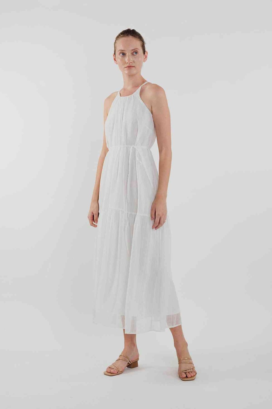 Klarra KLARRA Dresses | Chiffon Tiered Maxi Dress In White